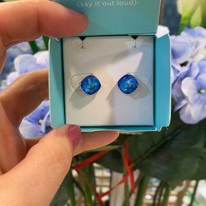 Origami Owl Justice league Clara Studs blue gold